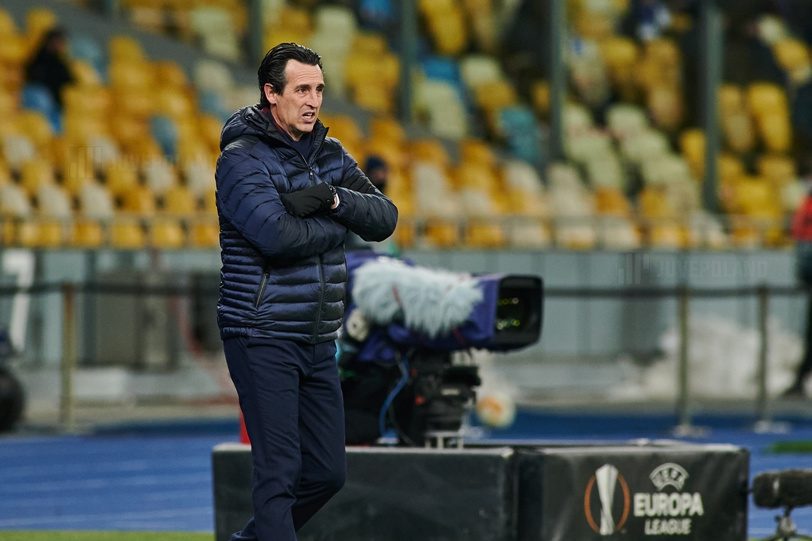 Kyiv Ukraine March 11 2021 Coach Unai Emery During The Matc
