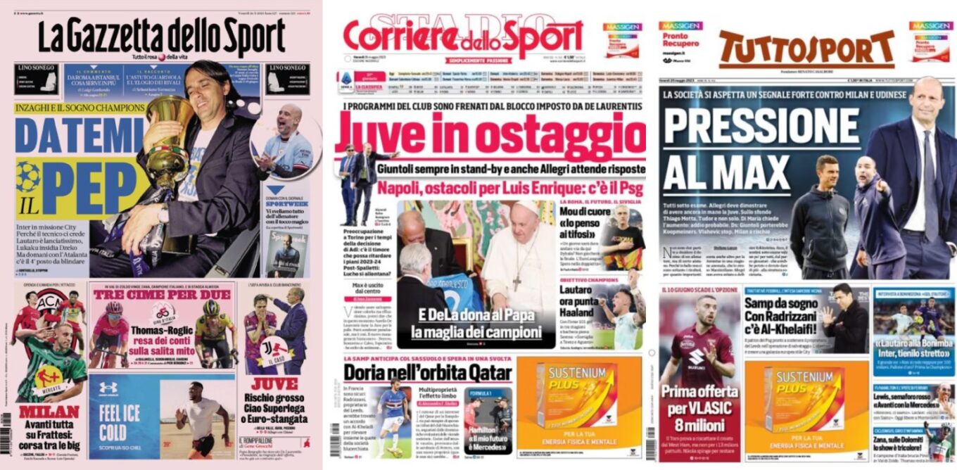 Piatkowe Okladki Wloskiej Prasy Sportowej Juventus Zakladnikiem Prezydenta Napoli