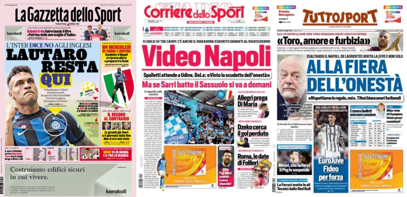 Srodowe Okladki Wloskiej Prasy Sportowej Napoli Gotowe Na Swieto Przed Telewizorem