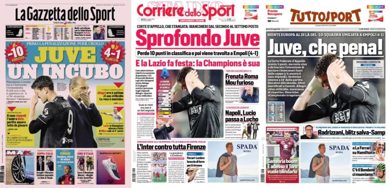 Wtorkowe Okladki Wloskiej Prasy Sportowej Koszmar Juventusu