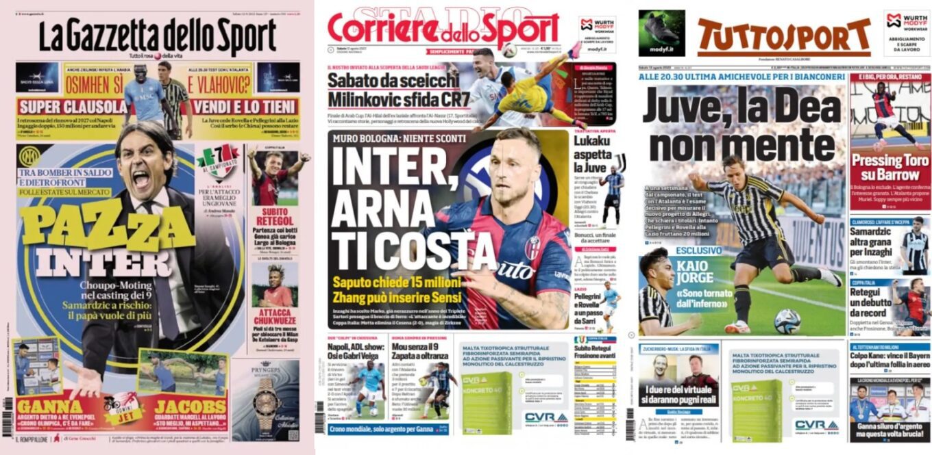 Sobotnie Okladki Wloskiej Prasy Sportowej Inter I Roma Szukaja Nowej Dziewiatki