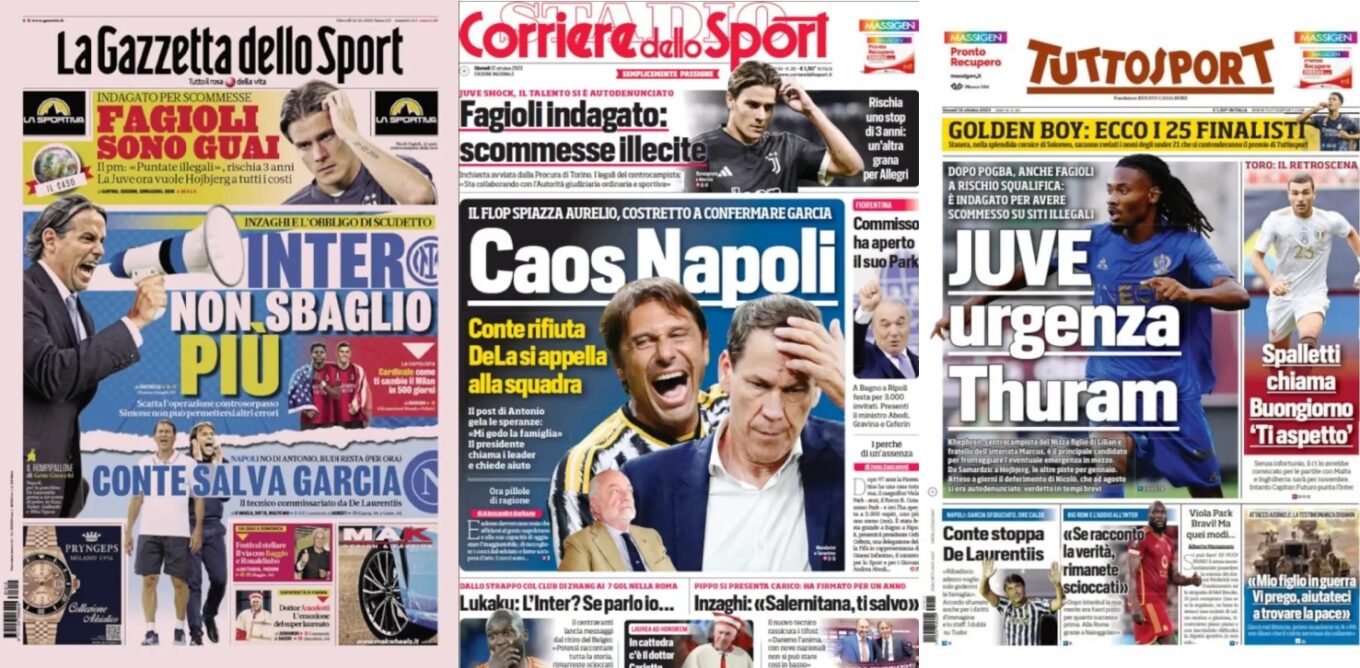 Czwartkowe Okladki Wloskiej Prasy Sportowej Conte Mowi Nie Napoli Garcia Zostaje