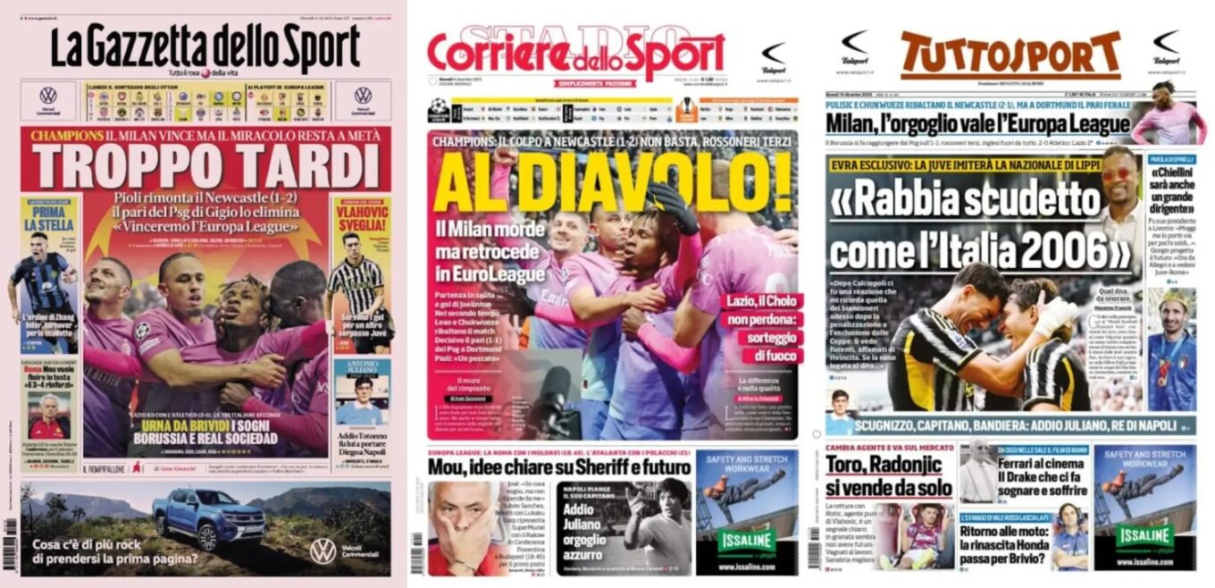 Czwartkowe Okladki Wloskiej Prasy Sportowej Psg Remisuje W Dortmundzie Milan W Lidze Europy