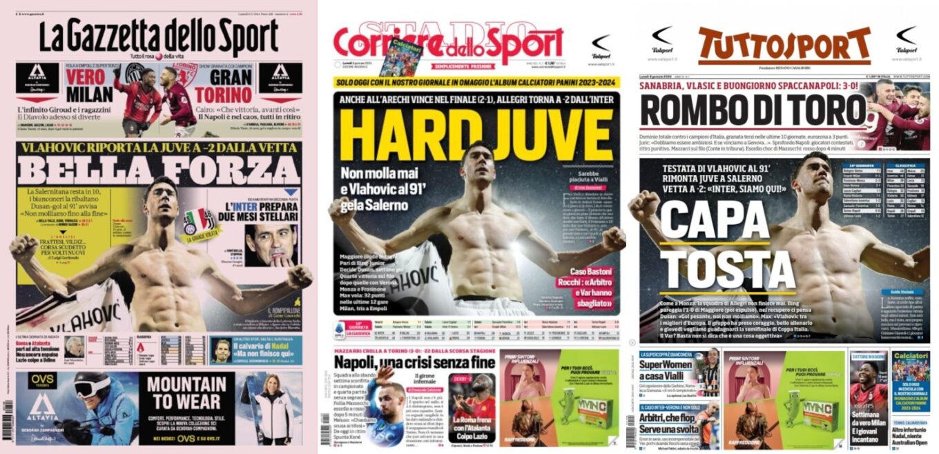 Poniedzialkowe Okladki Wloskiej Prasy Sportowej Juventus Nigdy Sie Nie Poddaje