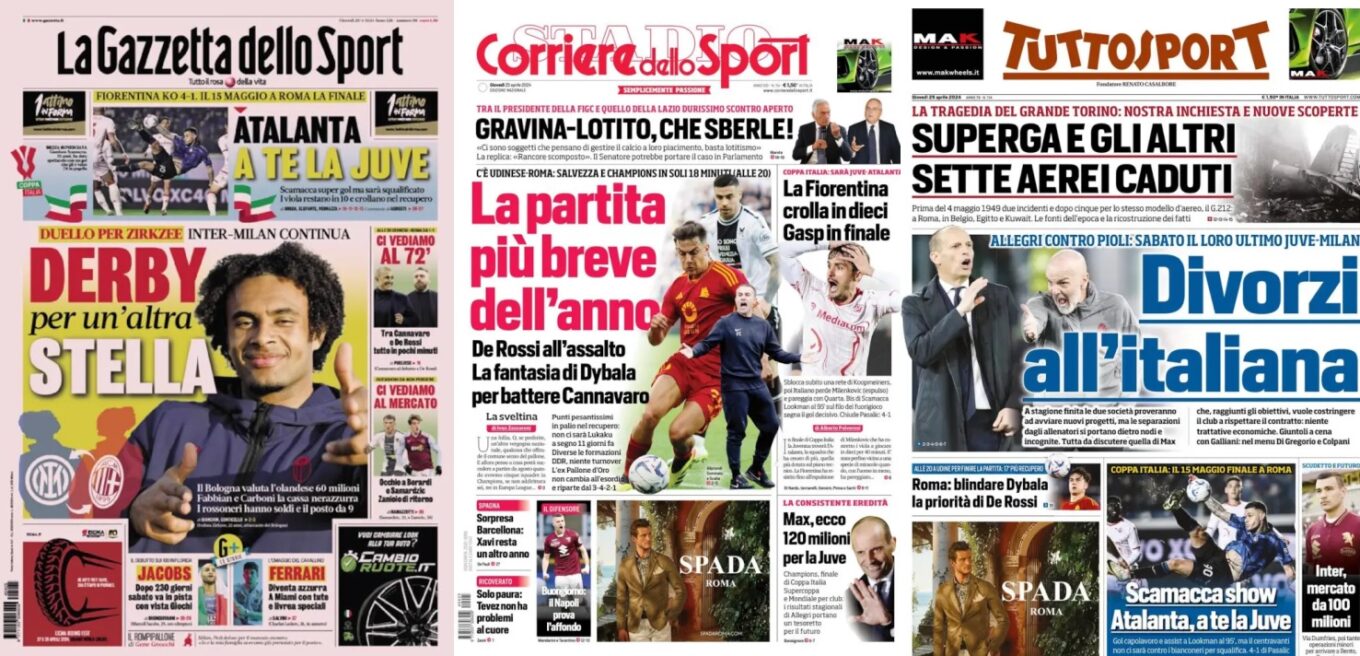 Czwartkowe Okladki Wloskiej Prasy Sportowej Atalanta W Finale Coppa Italia