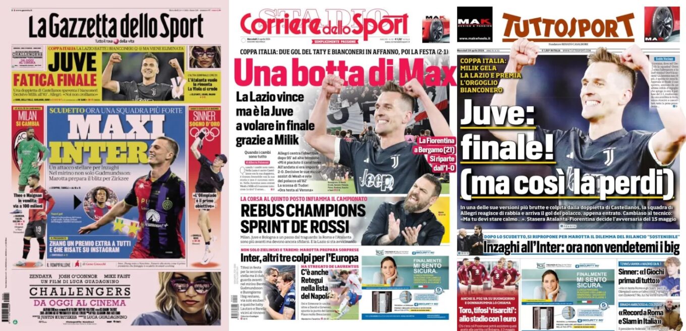 Srodowe Okladki Wloskiej Prasy Sportowej Juve W Finale Coppa Italia