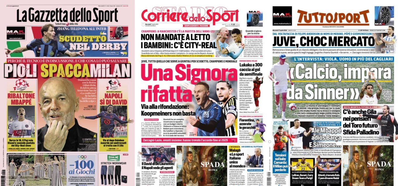 Srodowe Okladki Wloskiej Prasy Sportowej Juventus Czeka Radykalna Przebudowa