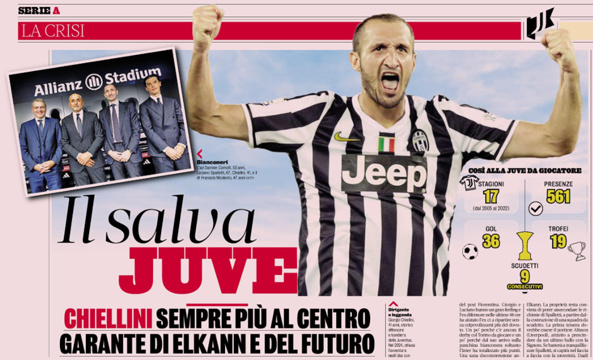 Chiellini wyrasta na&nbsp;człowieka Elkanna. Juventus szuka nowego punktu oparcia